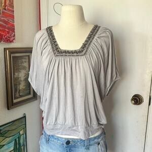 jw style grey bohemian wing sleeve shirt